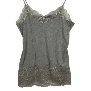 White House Black Market Gray Lace Trim Cami Tank Top Women's Size Medium